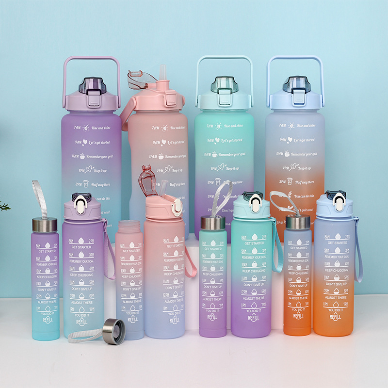 Gradient Space Cup Set (3-Piece Frosted Water Bottles)