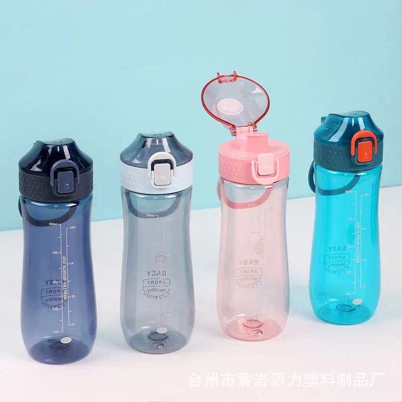 600ml Wholesale Flip-Top Sports Water Bottle with Optional Filter & Straw