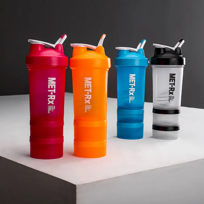 3-in-1 Plastic Protein Shaker Bottle wit