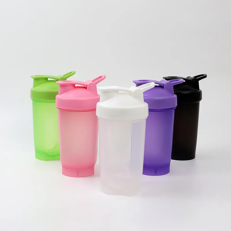 500ml Portable Plastic Protein Shaker Bottle with Carry Handle